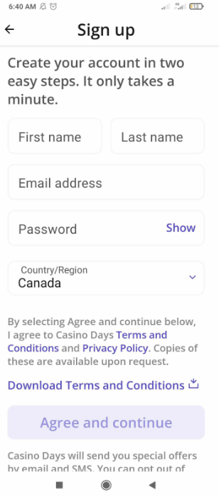 fenêtre contextuelle de connexion aux jours de casino